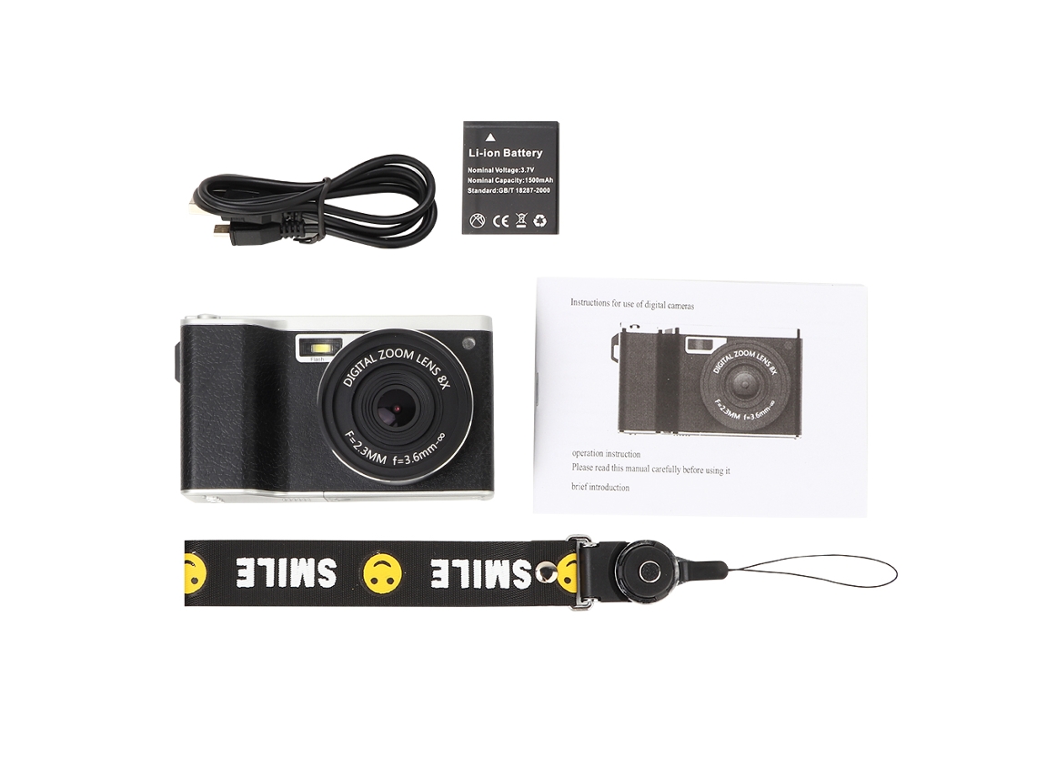 Minicâmera Digital Ultra Hd Ips De 4 Polegadas Com Tela Sensível Ao Toque De 24 Mp, 1080p E Zoom De 8x Brilvibera
