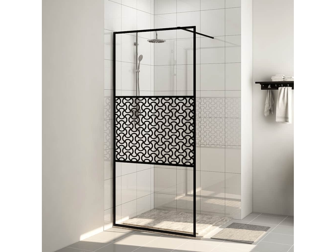 Vidaxl Divisória De Chuveiro C/ Vidro Transparente Esg 115x195cm Preto