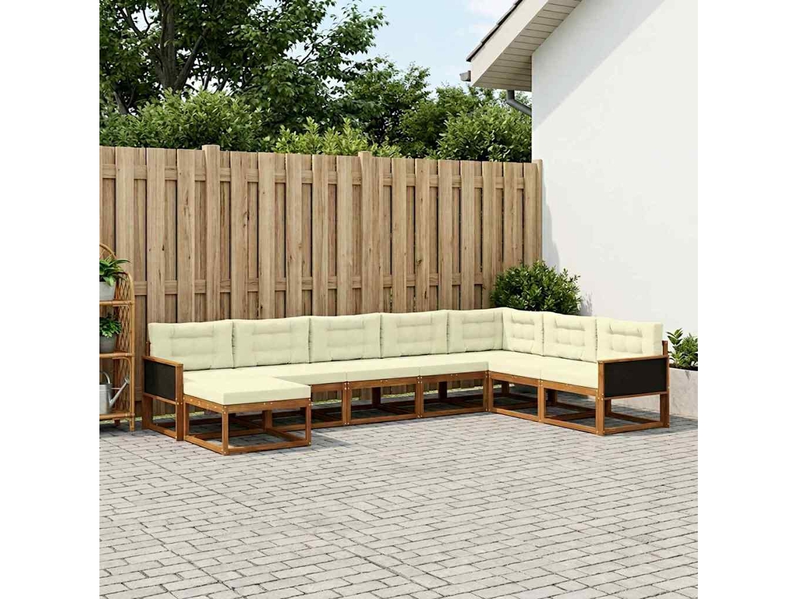 Vidaxl Conjunto De Sofás Para Exterior 8 Unid. Natural E Creme