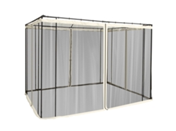 Kit 4 Mosquiteiros Para Gazebo 3x3m, Com Zíper E Fixação, Rede Em Poliéster E Nylon