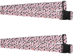Conjunto De 2 Cintas Bagagem Ajustáveis E Resistentes, Com Estampa De Leopardo Em Preto E Pêssego