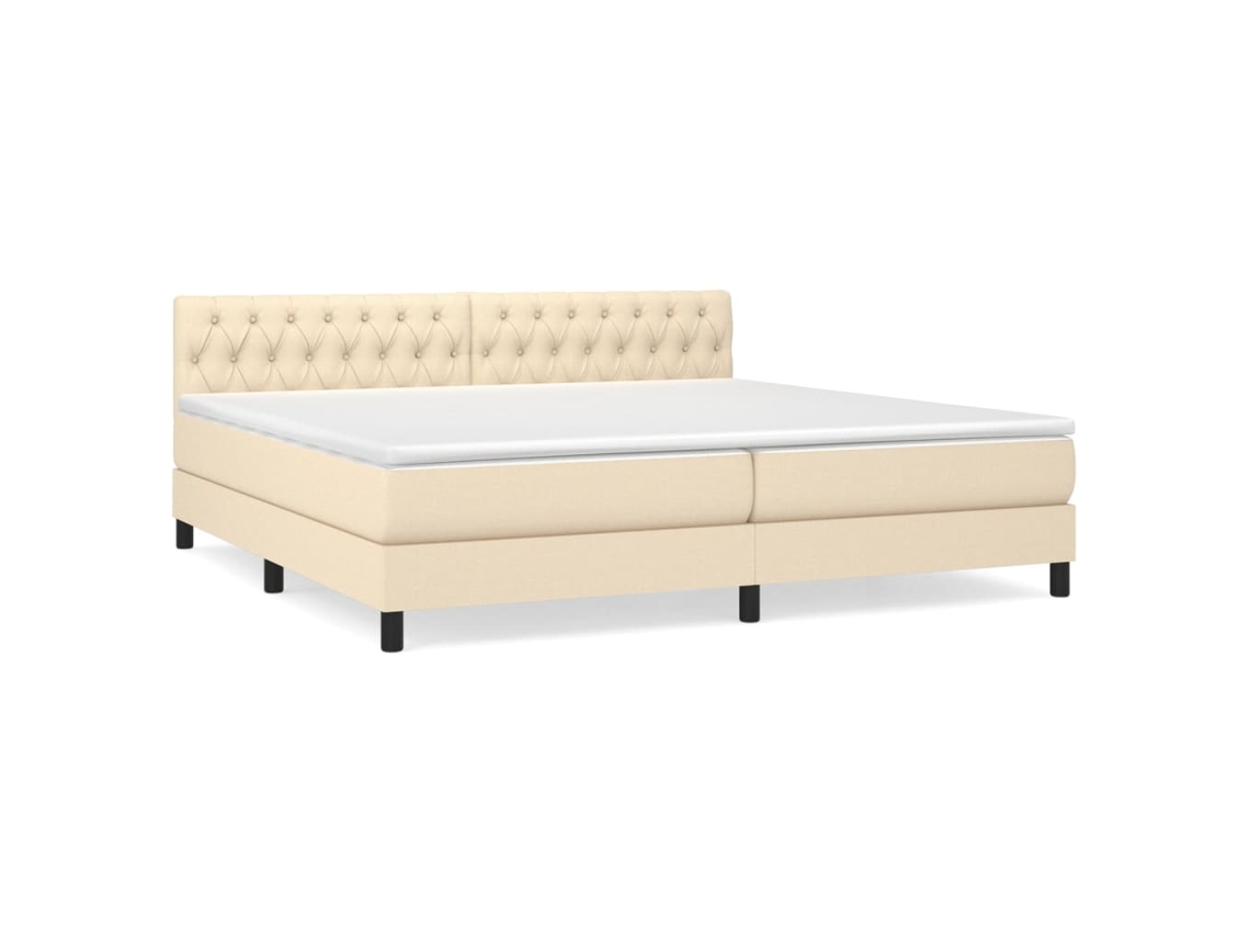 Conjunto 1 Cama Box Spring Vidaxl Creme Tecido (203 X 200 X 88 Cm)