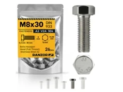 Parafuso Sextavado Inox A2 Din 933 M8x30 (26 Un.) Ranzor | Hex Bolt Stainless Steel Aisi 304
