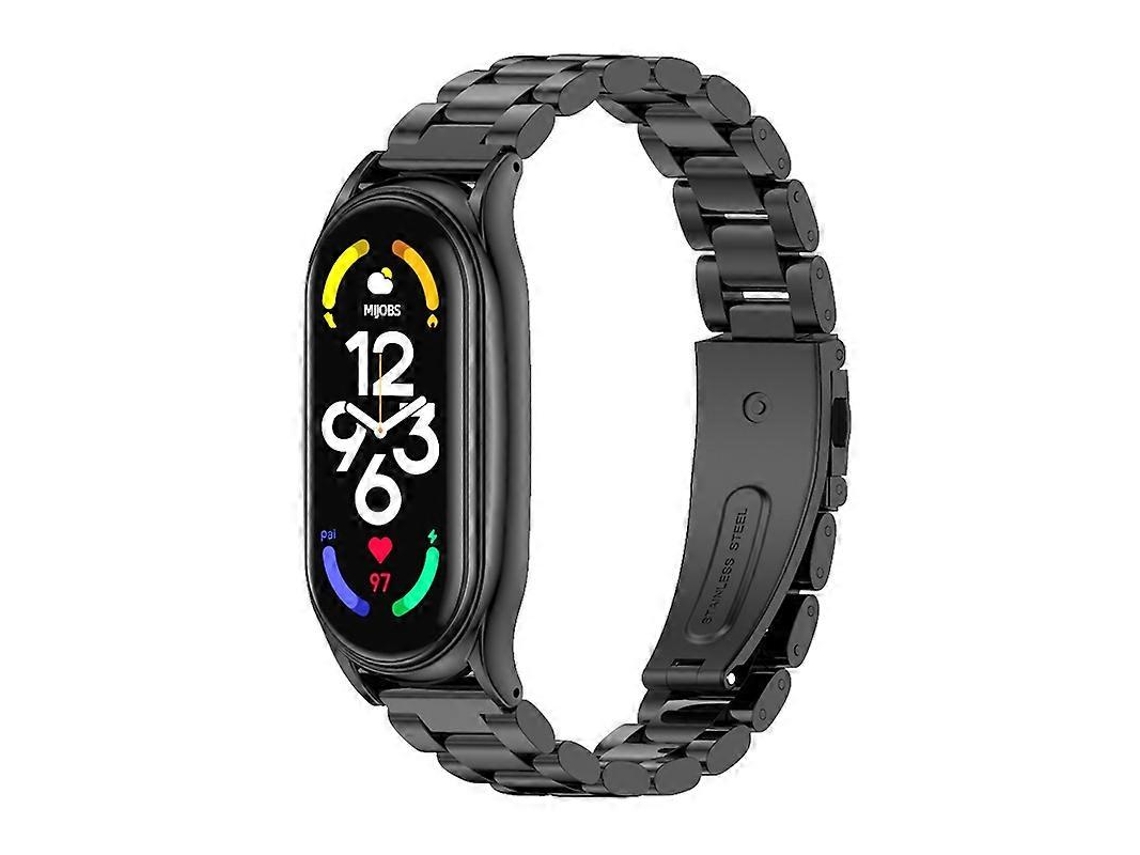 Pulseira De Aço Inoxidável Mijobs Com Três Contas E Revestimento Metálico Para Xiaomi Mi Band 7 / 7 Nfc