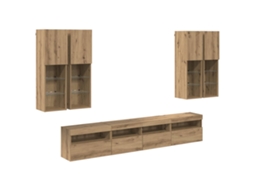 Conjunto de Gabinete de Tv na Parede com Luzes Led 7 Pcs MAISON EXCLUSIVE