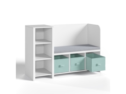 Estante De Livros Para Crianças Com Banco Høylandet 76x112x40 Cm - Branco/verde [EN.CASA]