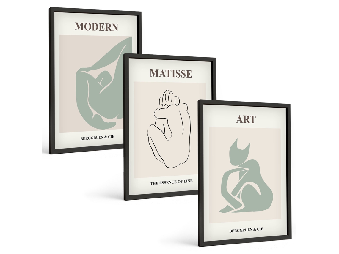 Quadros Decorativos Para Parede Figuras Abstratas Em Tons Pastel Moldura Preta Fotos Para O Escritório Espelharte (3 Piezas De 40x60 Cm)
