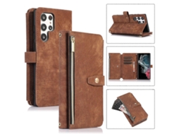 Capa De Couro Com Zíper Para Samsung Galaxy S22 Ultra 5g Dream 9-card Wallet