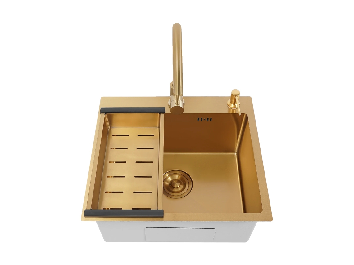 Conjunto De Pia De Cozinha, Aço Inoxidável, Uma Cuba, Ouro Oem
