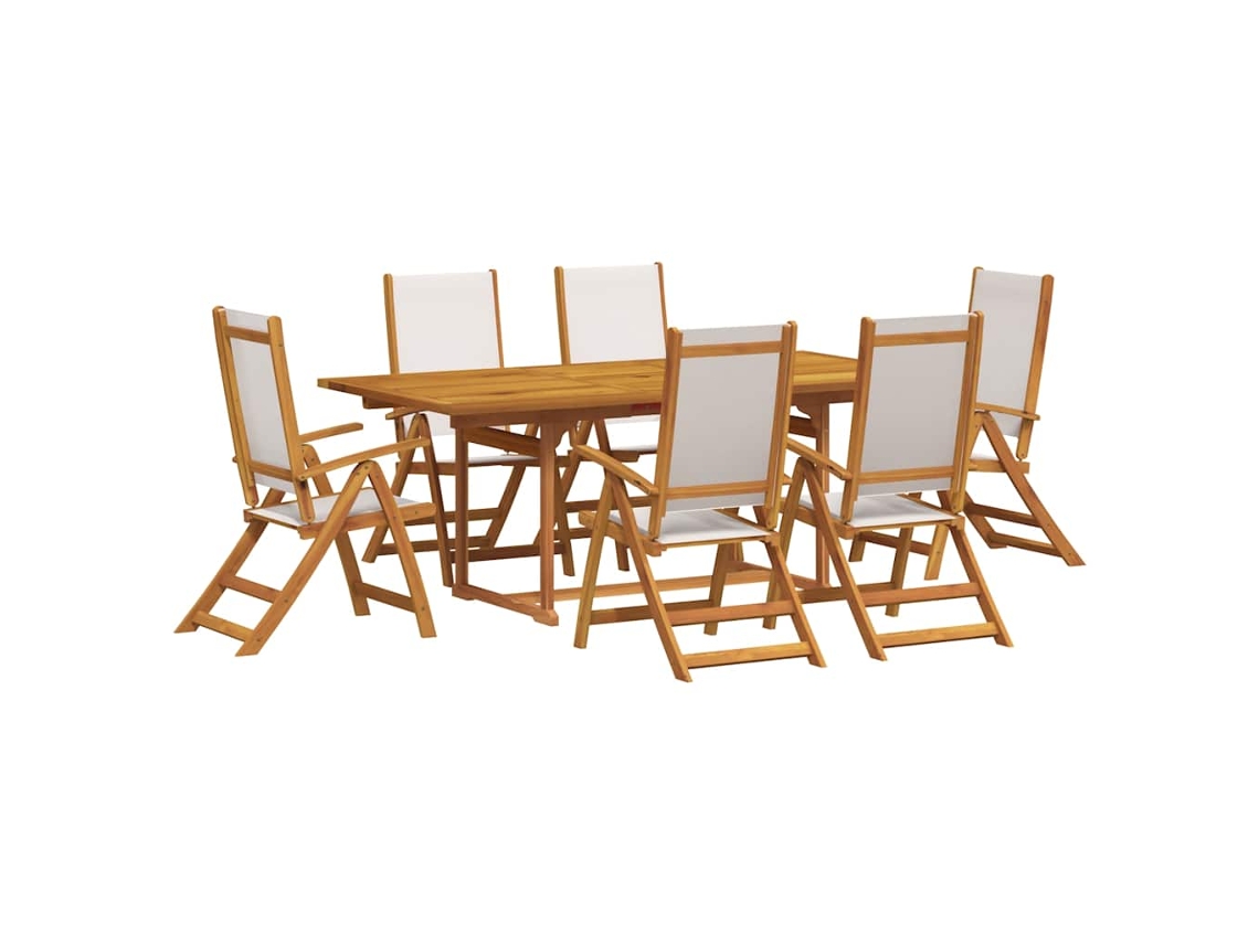 Maison Exclusive - 7 Pcs Conjunto De Jantar Para Jardim Acácia Maciça E Textilene