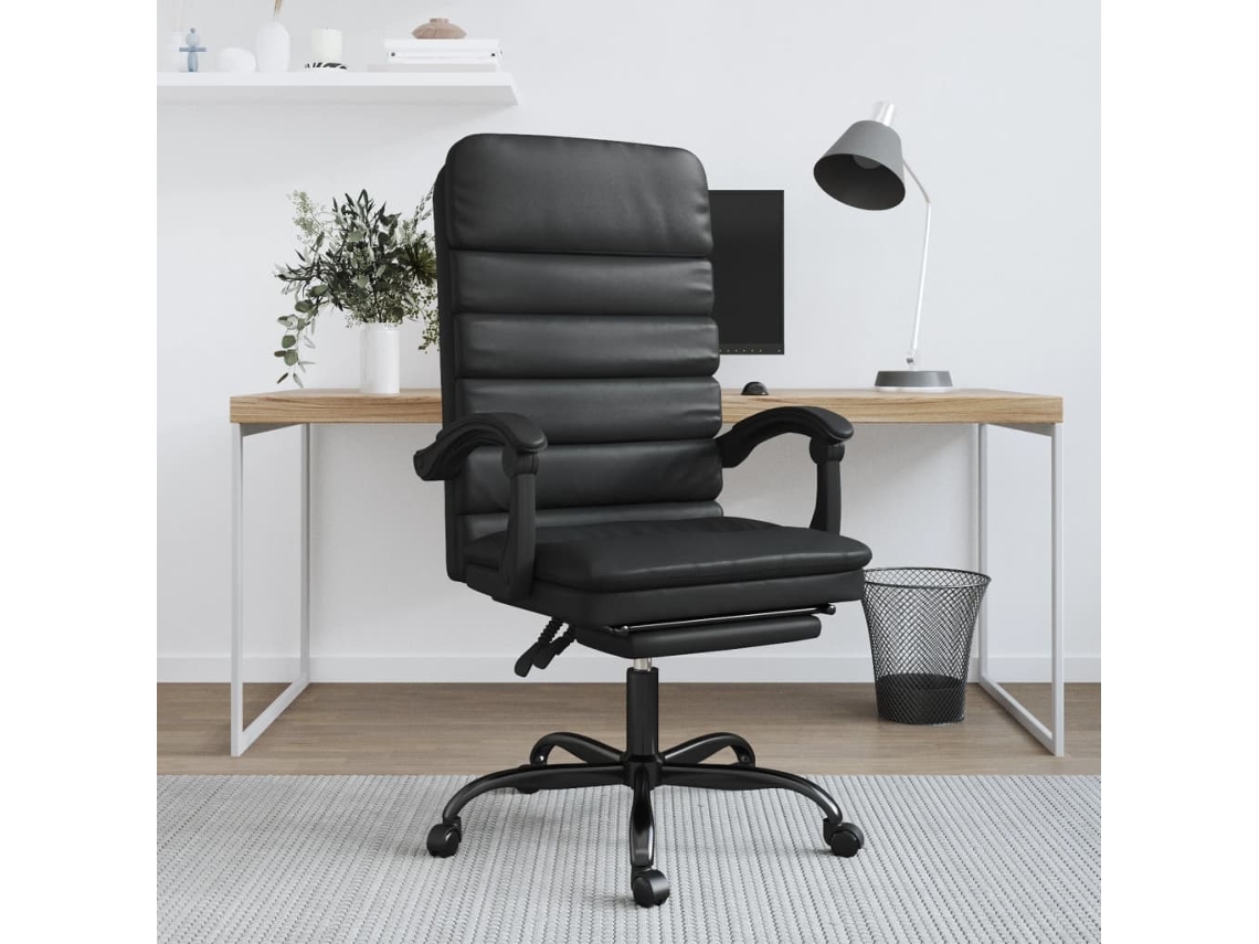 Vidaxl Cadeira Escritório Massagens Reclinável Couro Artificial Preto