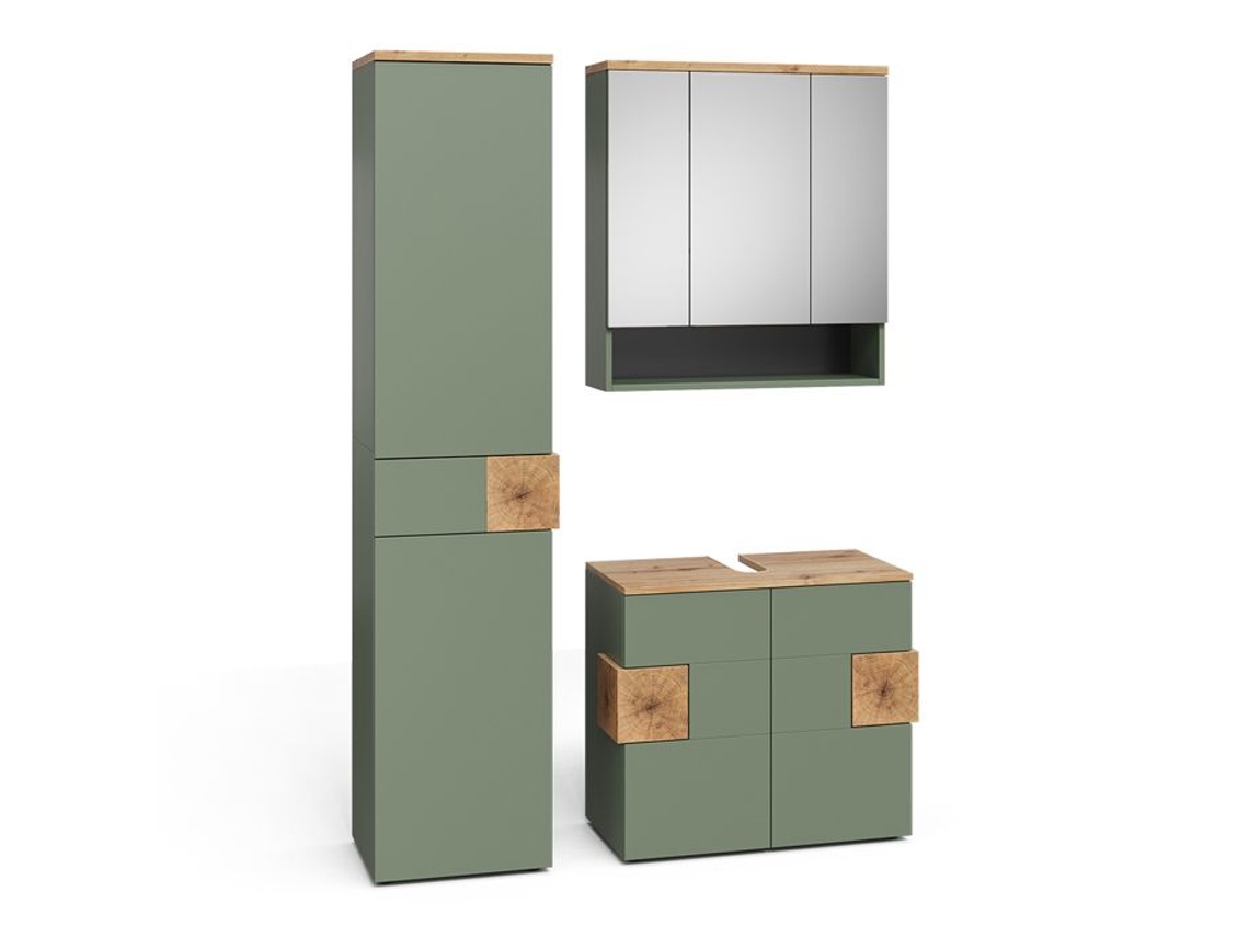 Mobiliário Casa de Banho Conjunto 3 Peças Verde Fosco com Base 73x37cm VICCO