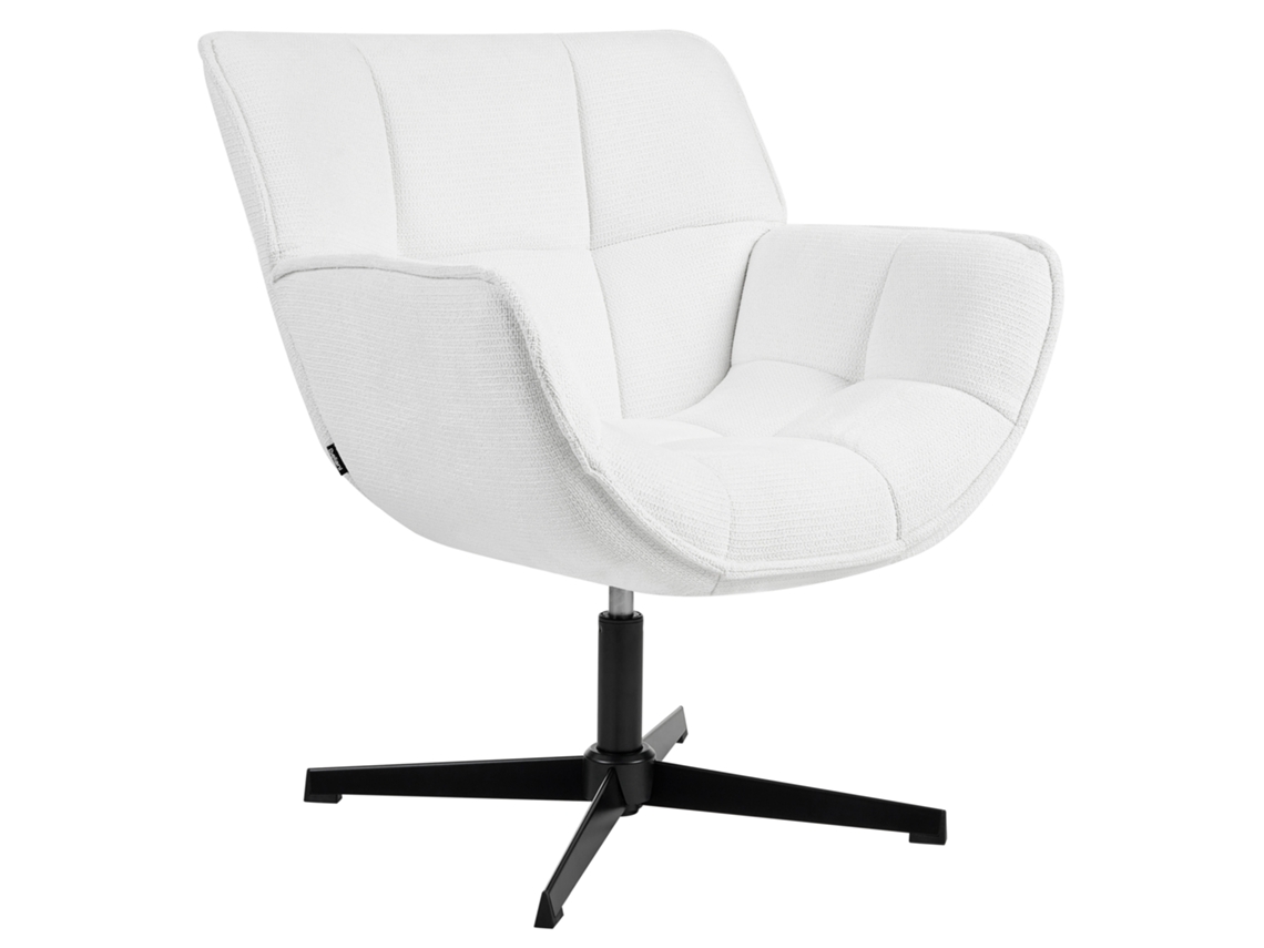 Sillón Giratorio Beliani Auma De Tela Blanco 71x78x85