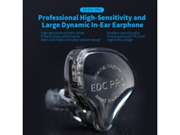 Auscultador Com Fio Kz Edc Pro Com Entrada De 3,5 Mm, Drivers Dinâmicos Grandes, Monitor De Sepulturas, Aparelhagem Hi-Fi Com Cabo De Áudio Destacável, Auscultadores Em
