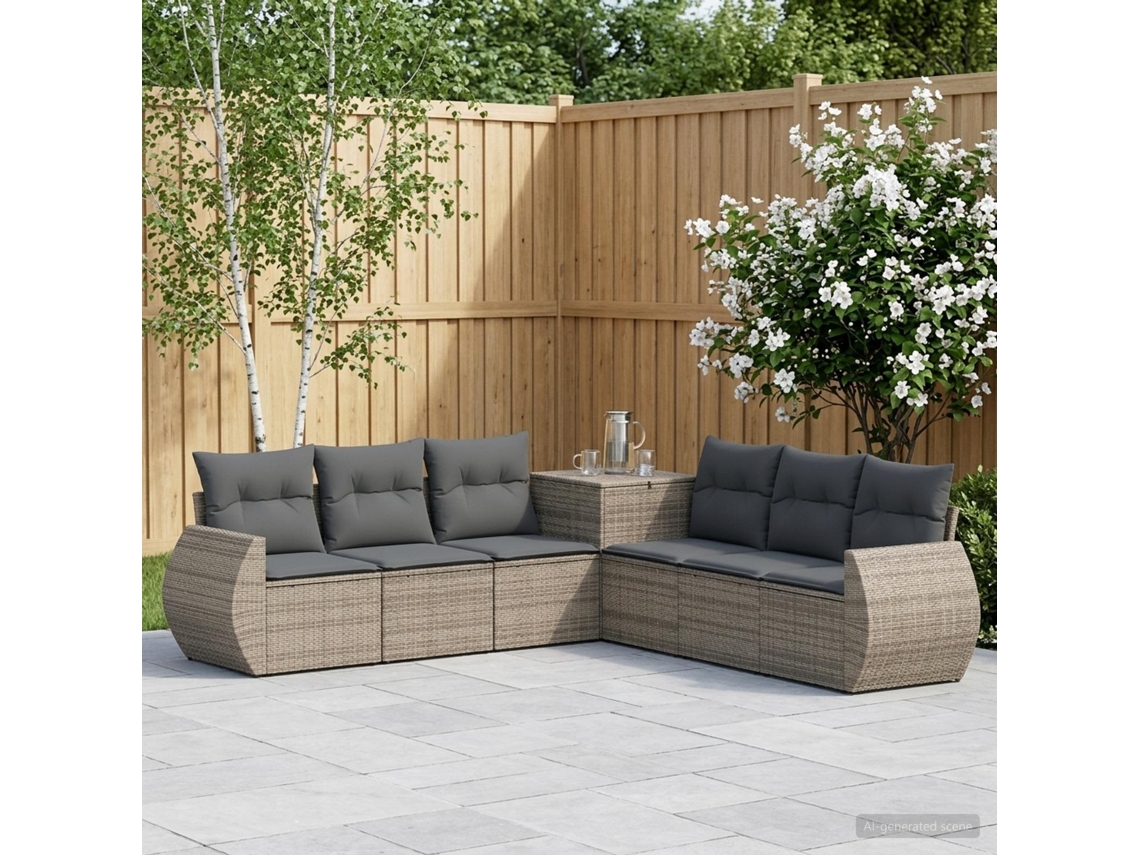 Vidaxl Conjunto De Sofás 7 Unid. Cinza E Cinza Escuro