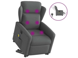 Vidaxl Poltrona Elétrica Elevatória Massagens Tecido Cinzento-escuro