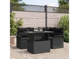 Vidaxl Conjunto De Sofá De Jardim 5 Unid. Preto Vime Pe