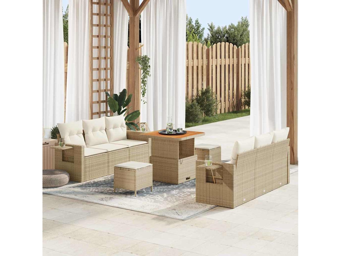 Vidaxl Conjunto De Sofá De Jardim 9 Unid. 6-número De Lugares