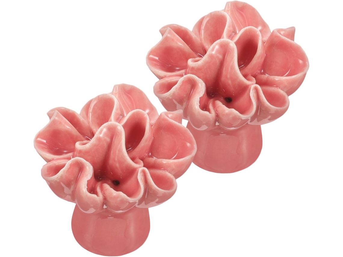 Conjunto De 2 Puxadores Gaveta Em Cerâmica Com Formato Rosa, Com Furo Único, Para Portas De Armários