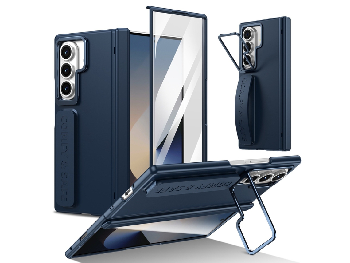 Capa Para Samsung Galaxy Z Fold 7 Protetor Ecrã Dobradiça Alça Azul Czhhmart