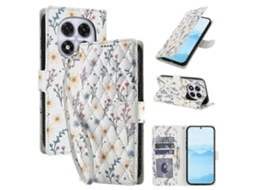 25-26 Flower Pattern Buckle Leather Phone Case With Lanyard
