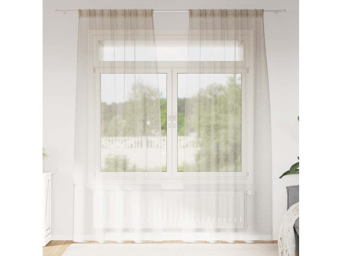 Vidaxl Cortina De Voile 2 Unid. Areia 245 X 140 Cm Poliéster