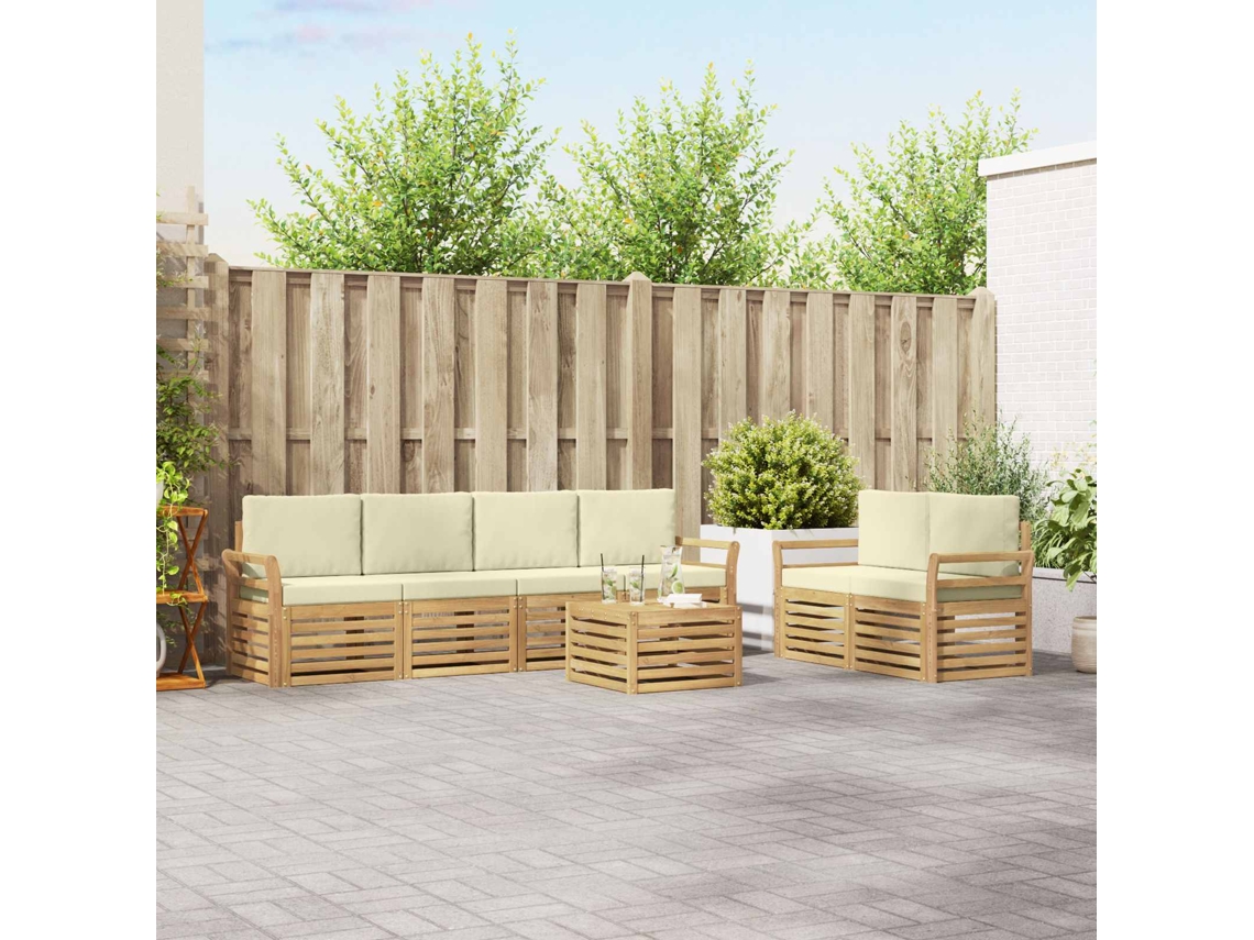 Vidaxl Conjunto De Sofás Para Exterior 7 Unid. Branco E Creme