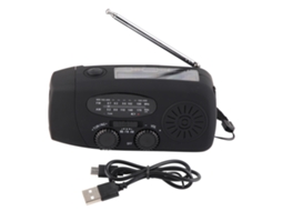 Rebe-rádio De Manivela Solar Com Lanterna Led Portátil Fm Am Wb Usb Para Emergências E Prevenção De Desastres Preto