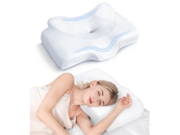 Almofada Cervical Osteo, Almofadas de Espuma Viscoelástica Inodora com Design Vazado, Almofada Ortopédica Ajustável para Cama Branco BESTVITE