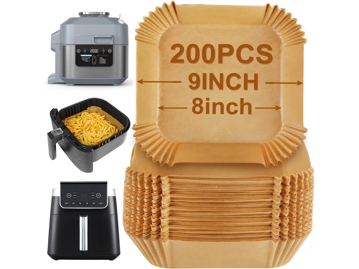 200 Unidades De Forro Para Fritadeira A Ar, Grande 20 Cm, Papel Manteiga, Acessórios Ar Cozinha.