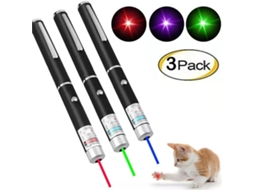 Pack 3 Ponteiros Laser Multicoloridos, Vermelho/verde/azul, Ideal Para Brincar Com Gatos E Apresentações