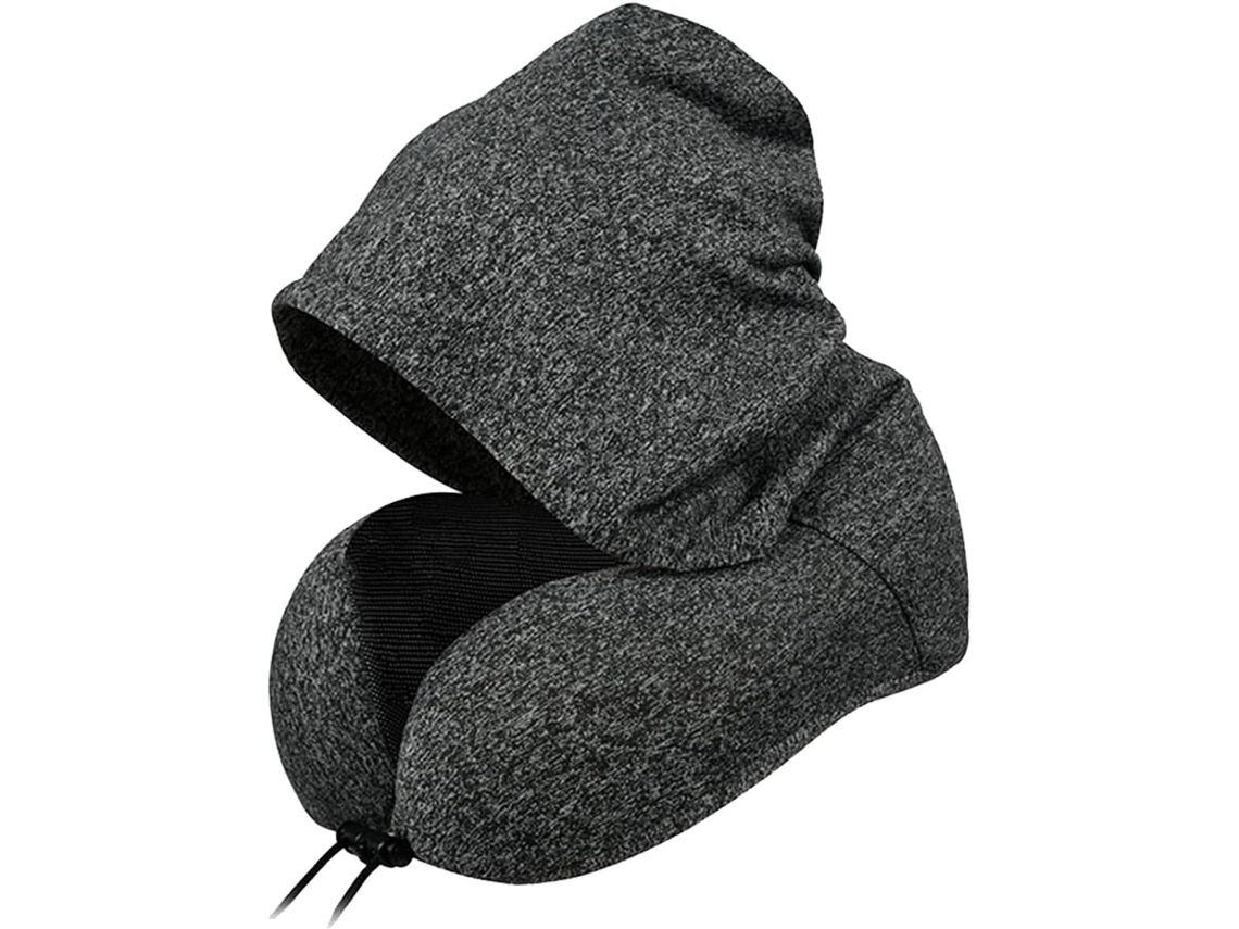 Almofada De Viagem, Almofada De Viagem Com Capuz Para O Pescoço, Confortável Suporte De Espuma Viscoelástica Para A Cabeça E Pescoço.