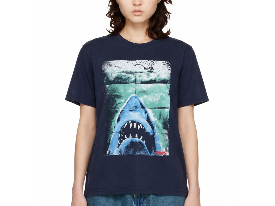 Rockinstone Jaws Movie Folded Poster Navy Adult T-shirt Size:xxl