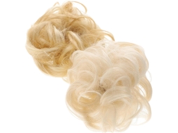 Conjunto de 2 apliques de cabelo com cacheado volumoso em fibra sintética para penteados.