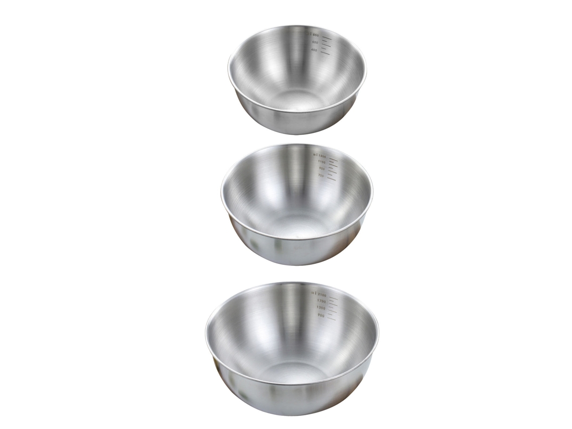 Conjunto 3 Taças De Mistura Em Aço Inox - Tigelas Empilháveis Para Preparo De Alimentos E Saladas