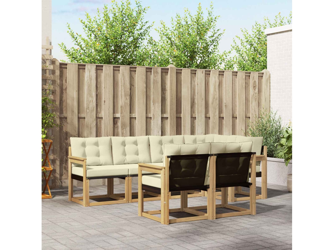 Vidaxl Conjunto De Sofás Para Exterior 7 Unid. Branco E Creme