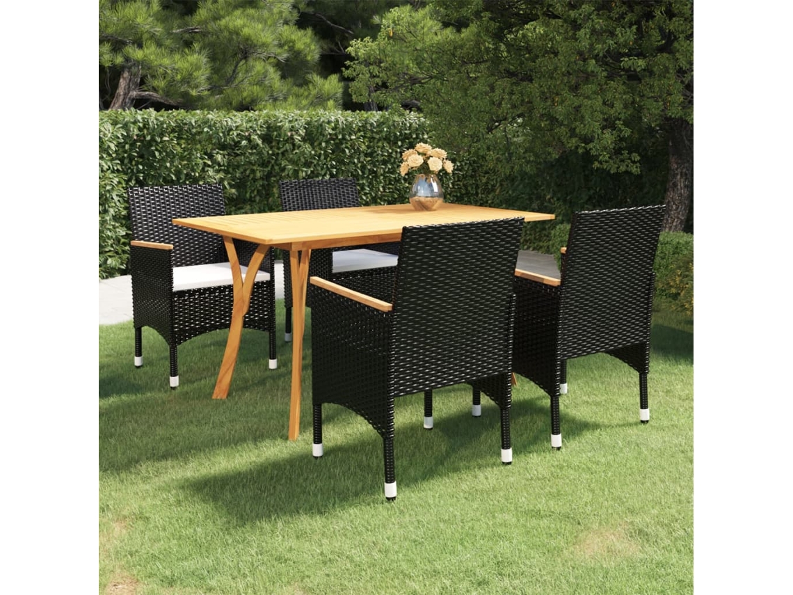 Vidaxl 5 Pcs Conjunto De Jantar Para Jardim Preto