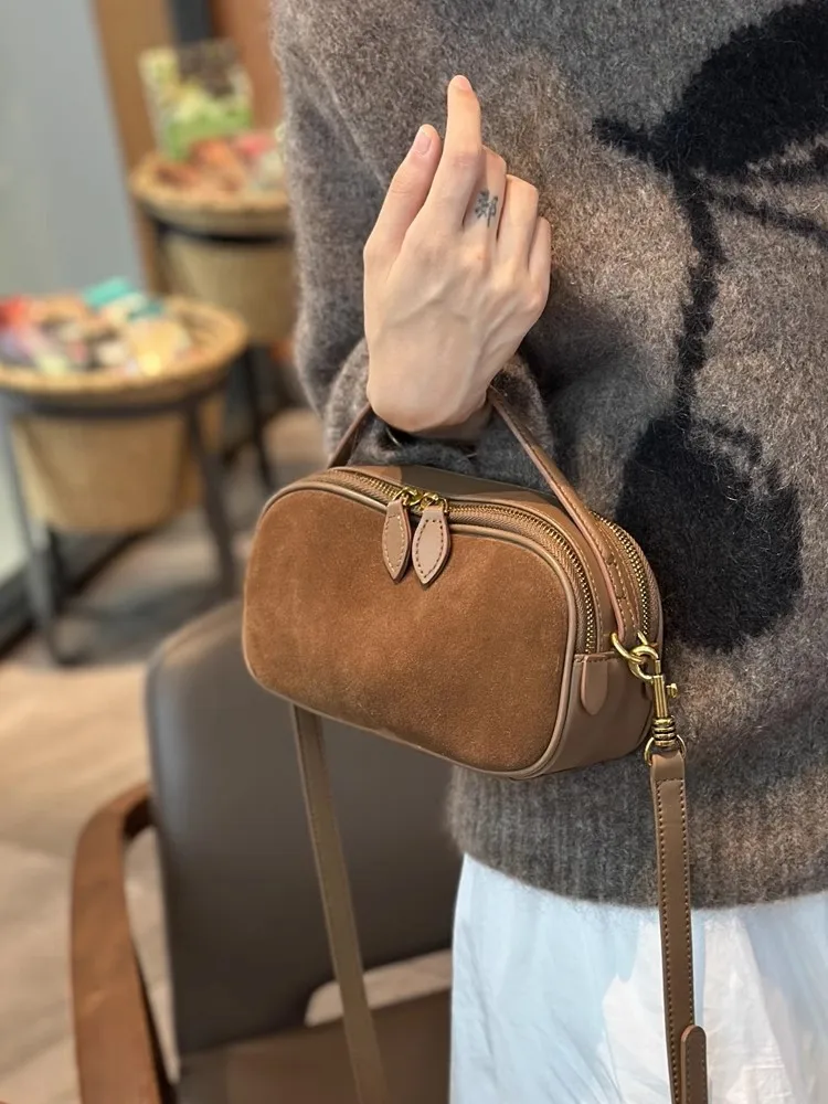Bolsa De Ombro Feminina Vintage (marrom), Em Couro Sintético Camurça, Bolsa De Mão/transversal Feminina