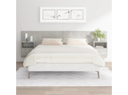 Vidaxl Cabeceira De Cama Com Armários Madeira Processada Cinza Cimento