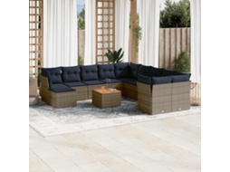 Vidaxl Conjunto De Sofá De Jardim Com 12 Peças E Almofadas Em Rattan Sintético Cinza