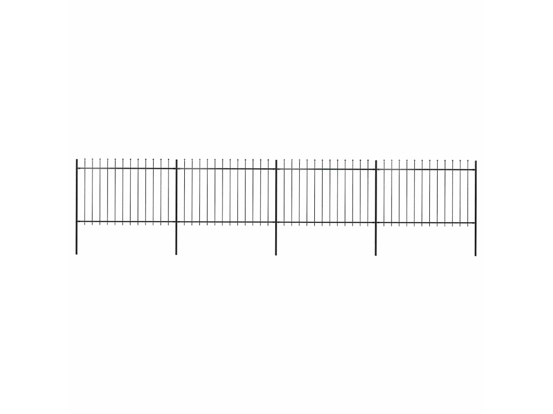 Vidaxl Cerca De Jardim Com Topo Em Forma De Lança Em Aço 714,5x120 Cm, Preta