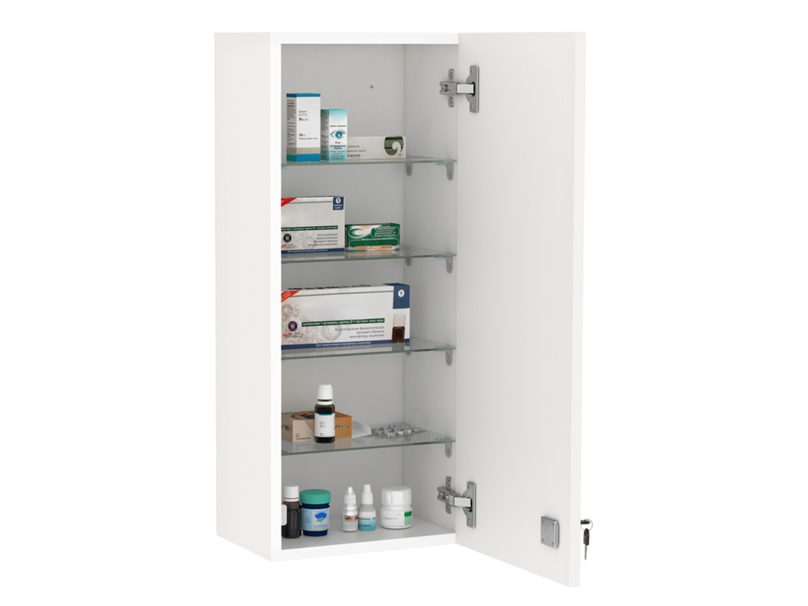 Armário de Medicamentos Melamina de Madeira Cor Branco 30x20x70 cm Kleankin