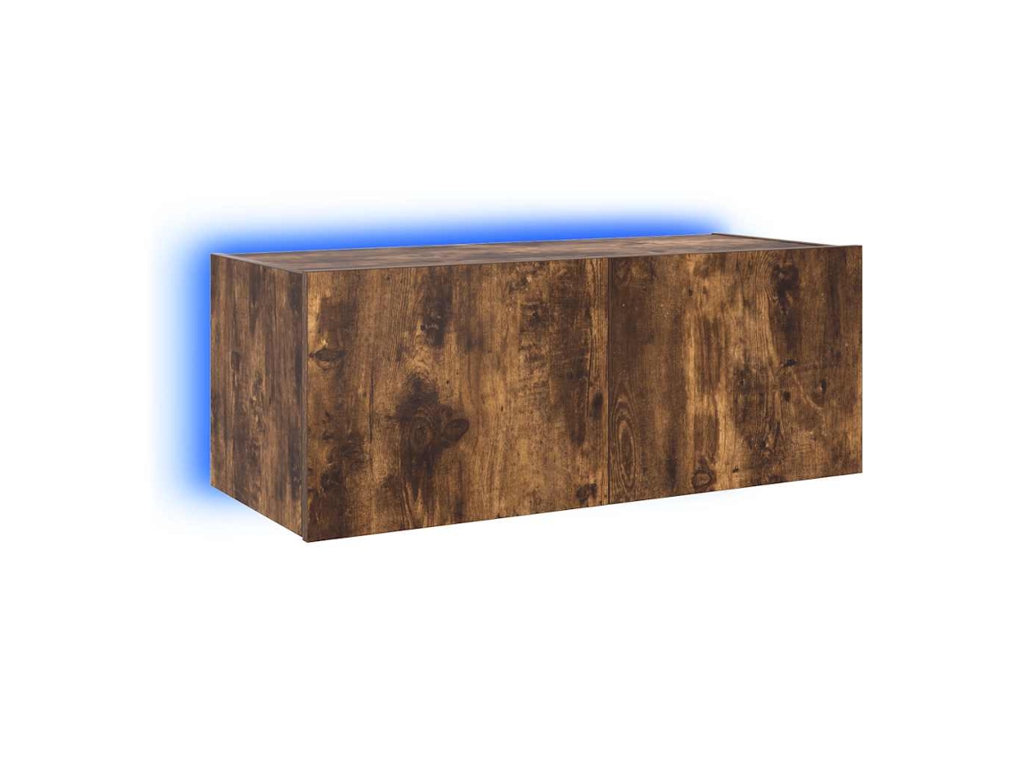 Móvel de Parede P/ Tv C/ Luzes Led Carvalho Fumado MAISON EXCLUSIVE (80x35x31 cm)