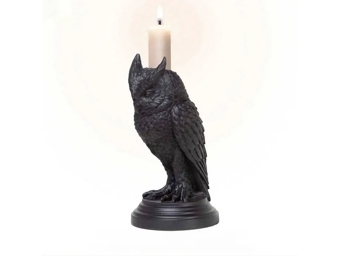 Porta Vela Gótico Joefnel Com Formato De Coruja, Porta Vela Preto Em Resina, Acessório De Decoração Oculta Dark Gótica, Enfeite Para Casa E Jardim Não