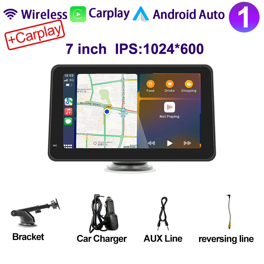Sistema Multimídia Portátil Carplay Para Carro Com Tela Sem Fio De 7 A 10,26 Polegadas.