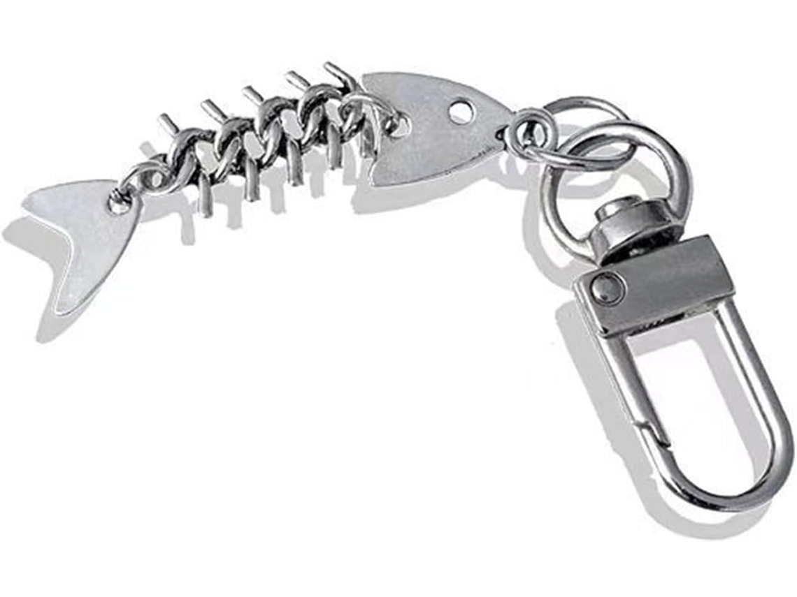 Chaveiro De Metal Simples Com Pingente Em Forma De Espinha De Peixe