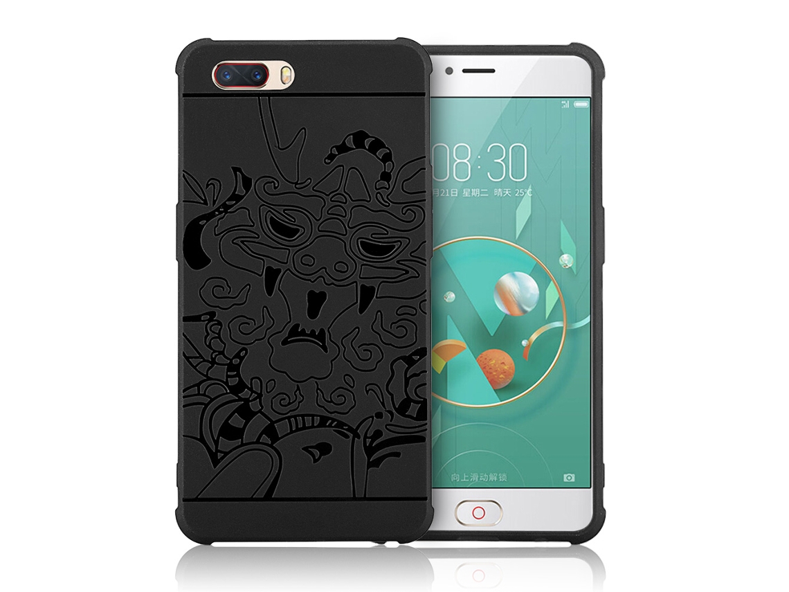 Capa de telefone Nubia M2 com padrão de dragão preto EOOCOO, antichoque, macia