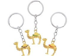 Chaveiros Decorativos Em Forma De Camelo, Em Liga De Zinco, Conjunto Com 3 Unidades, Acabamento Liso.
