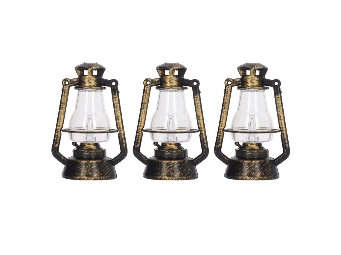 Primerox 3pcs Lâmpada de Querosene Miniatura Iluminada para Boneca 1/12 1/6 Decoração Diy Retro