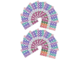 20 adesivos circulares para proteger furos em folhas de papel resistente, ideais para uso escolar e profissional.